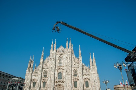 television footage in Piazza Duomo in Milanのeditorial素材