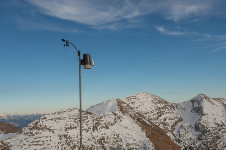 wireless digital meteorological station located in the high mountainsの写真素材