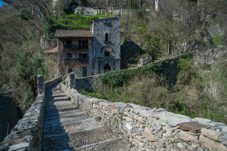 ancient cobblestone streetの写真素材