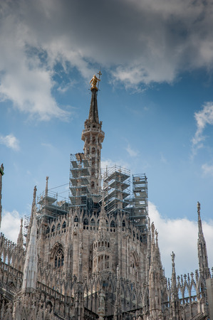 the spiers of the cathedral of Milanの写真素材