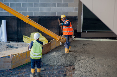 Workers to work with concreteの写真素材