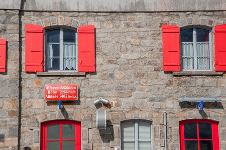 Bernina Switzerland:July 2015                        hospice railway station red train berninaのeditorial素材