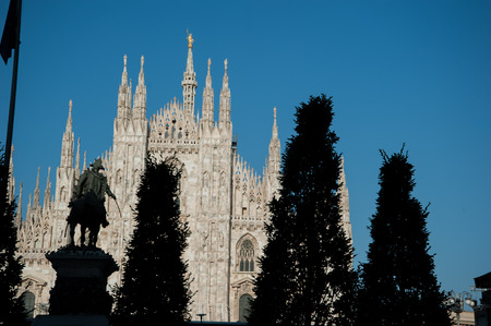 the spiers of the cathedral of Milanの写真素材