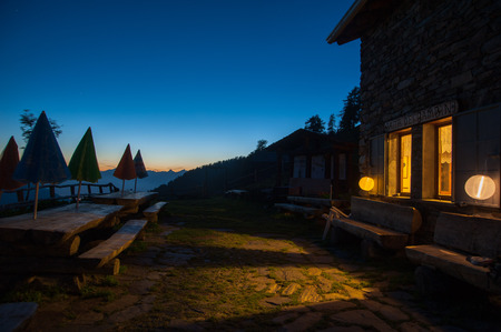 mountain refuge on Mount Lake Comoのeditorial素材