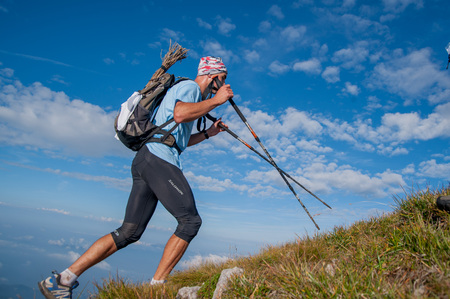 Bergamo Italy: September 2014 mountain race of 38 kmのeditorial素材