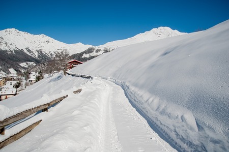 road passable after heavy snowfallの写真素材
