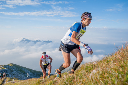 Bergamo Italy: September 2014 mountain race of 38 kmのeditorial素材