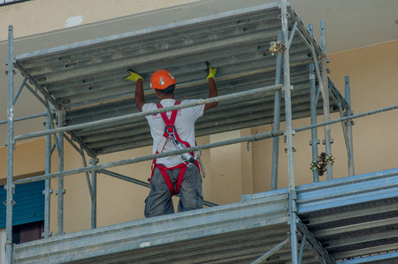 construction of safety scaffoldの写真素材