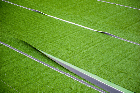 Preparation football field with artificial turfの写真素材
