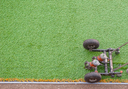 Preparation football field with artificial turfの写真素材