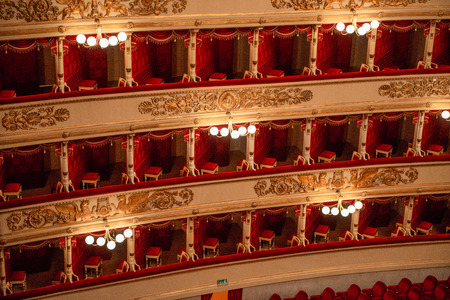 Milan Italy 14 July 2019: Teatro alla scala. Considered one of the most prestigious theaters in the world, it has hosted since 1778, the main artists in the international field of opera, and, more generally, of classical music, often commissioning works sのeditorial素材