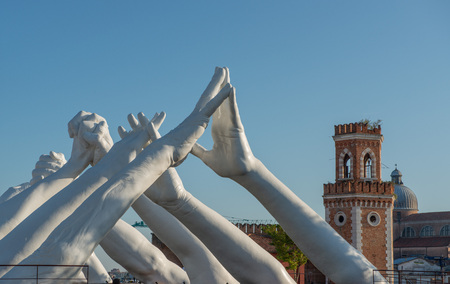 Venice Italy 26 October 2019: Biennial of modern art. May you live in interesting timesのeditorial素材