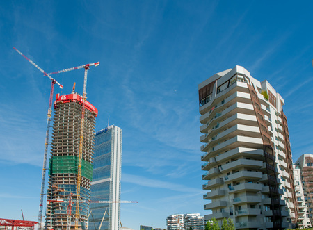 milano italia April 14, 2016: new building district three towers dedicated to directional functions;のeditorial素材