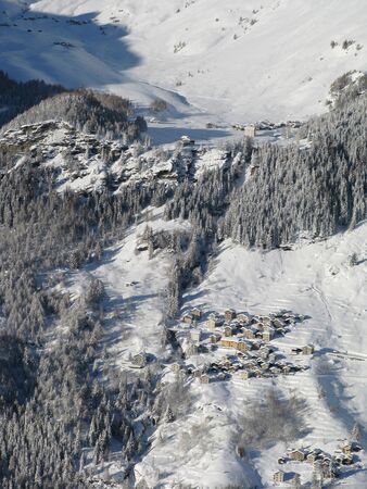 enchanted landscape after heavy snowfallの写真素材