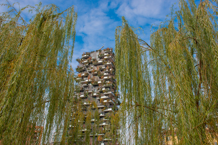 Milan Italy 4 December 2019:Bosco Verticale is a complex of palaces and the presence of more than two thousand tree species, including shrubs and tall trees, on the terracesのeditorial素材