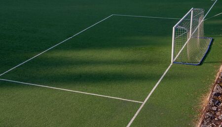 football field with synthetic grassの写真素材