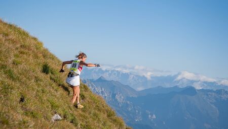Bergamo Italy: September 2014 mountain race of 38 kmの写真素材