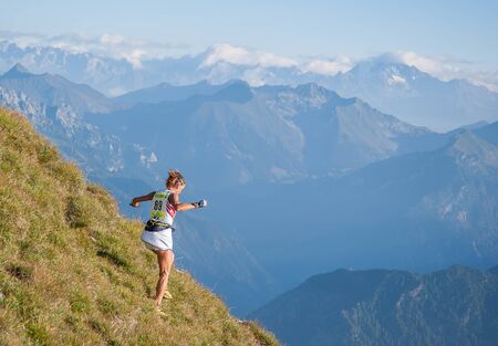 Bergamo Italy: September 2014 mountain race of 38 kmの写真素材