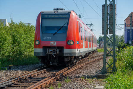 Munich Germany July 30 2020: Train connecting the city of Munich with Flughafen MÃ¼nchen Airportのeditorial素材