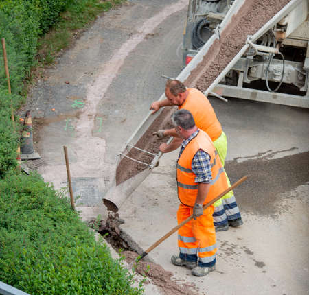 Zorzone Bergamo Italy 23 September 2020: Workers at work to bury the cables of the ultra-fast...