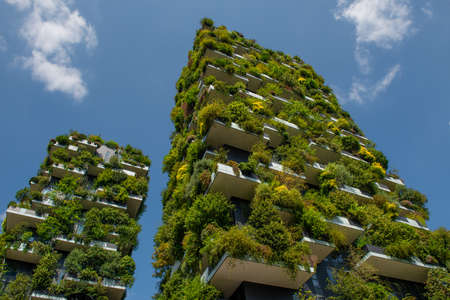 milan italy 8 eptember2020: Vertical forest of Milan, the "most innovative skyscraper in the world".のeditorial素材