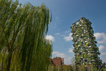 milan italy 8 eptember2020: Vertical forest of Milan, the "most innovative skyscraper in the world".のeditorial素材