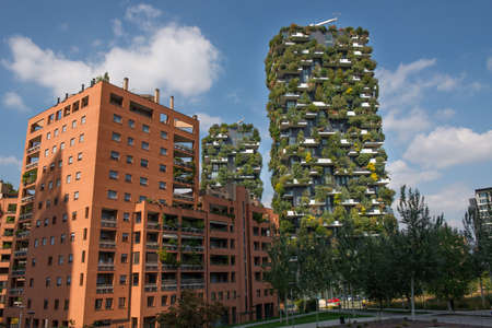 milan italy 8 eptember2020: Vertical forest of Milan, the "most innovative skyscraper in the world".のeditorial素材