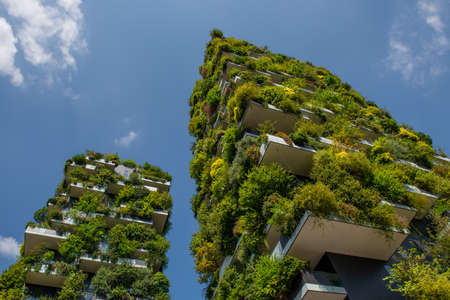 milan italy 8 eptember2020: Vertical forest of Milan, the "most innovative skyscraper in the world".のeditorial素材