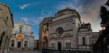 piazza del duomo in bergamo with the cathedralのeditorial素材