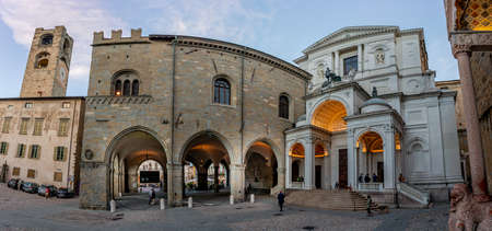 piazza del duomo in bergamo with the cathedralのeditorial素材