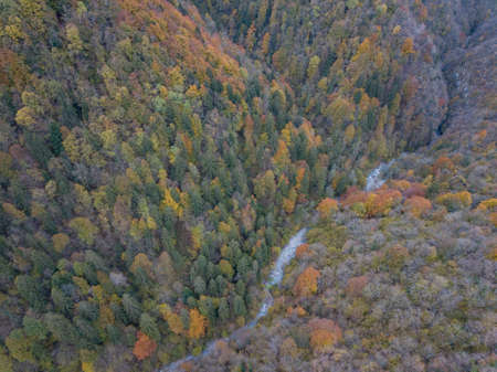 river flowing in the narrow valleyの写真素材