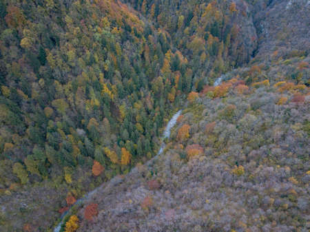 river flowing in the narrow valleyの写真素材