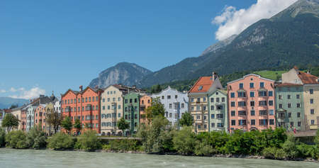 Innsbruck austria 27 July 2020: Colorful houses characteristic of the city of Innsbruckのeditorial素材