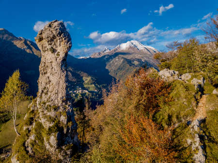 natural pillar of rock in the shape of a bottleの写真素材