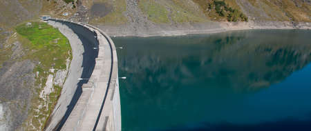 Dam of lake Bardellino where the river serio beginsの写真素材