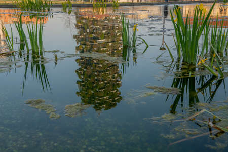 milan italy march 29 2021: Bosco Verticale "new and modern skyscraper with trees growing on the balconies, in the Isola district of Milan which is reflected in the water of the fountainのeditorial素材