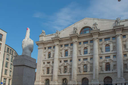Milan Italy March 13 2021: Palazzo mezzanotte headquarters of the Milan stock exchangeのeditorial素材