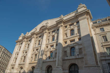 Milan Italy March 13 2021: Palazzo mezzanotte headquarters of the Milan stock exchangeのeditorial素材