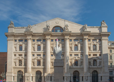 Milan Italy March 13 2021: Palazzo mezzanotte headquarters of the Milan stock exchangeのeditorial素材