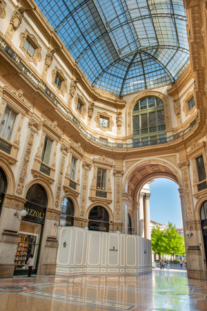 milan italy april 13 2021: Galleria vittorio emanuele in milan where there are luxury shopsのeditorial素材