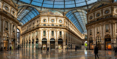 milan italy april 13 2021: Galleria vittorio emanuele in milan where there are luxury shopsのeditorial素材