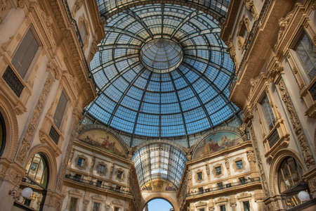 milan italy april 13 2021: Galleria vittorio emanuele in milan where there are luxury shopsのeditorial素材