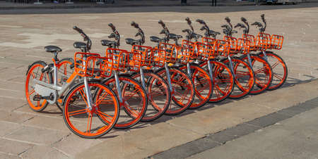 Bicycles to share for urban transportのeditorial素材