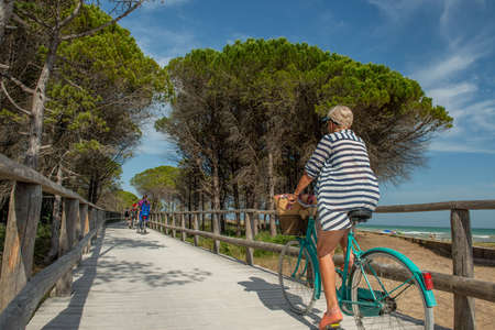 cycle path that runs along the seaの写真素材