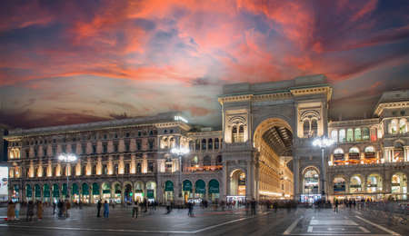 Milan Italy 5 November 2021:entrance to the vittorio emanuele gallery in milan where there are luxury shopsの写真素材