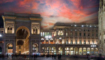 Milan Italy 5 November 2021:entrance to the vittorio emanuele gallery in milan where there are luxury shopsの写真素材