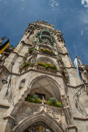 Munich germany 29 july 2020: Marienplatz, Mary's square, is the real center of Munich, one of the most loved places by Munich and touristsの写真素材