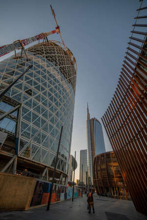 Milan Italy 5 November 2021:construction of the del bosco bookshop in the new Isola district of Milanのeditorial素材
