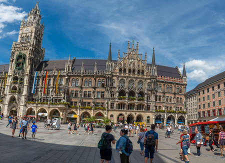 Munich germany 29 july 2020: Marienplatz, Mary's square, is the real center of Munich, one of the most loved places by Munich and touristsのeditorial素材