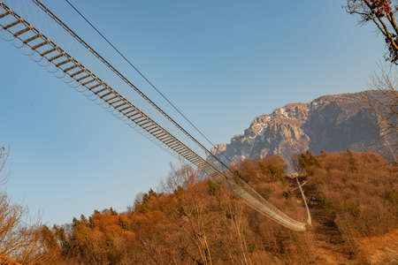 Tibetan steel bridge construction in Dossenaの写真素材